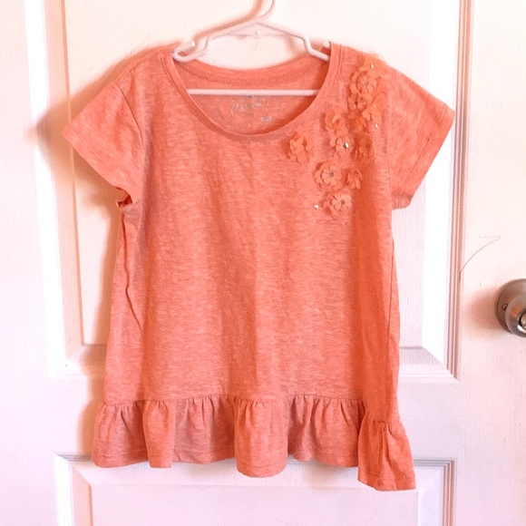 2/$15! Poof! Girls Flower Top with Hem Ruffle Sz L